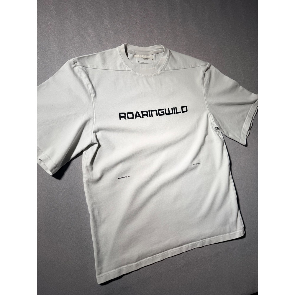 Roaringwild Logo Graphic T-Shirt Mens Medium White Streetwear Short Sleeve Tee - Picture 4 of 8